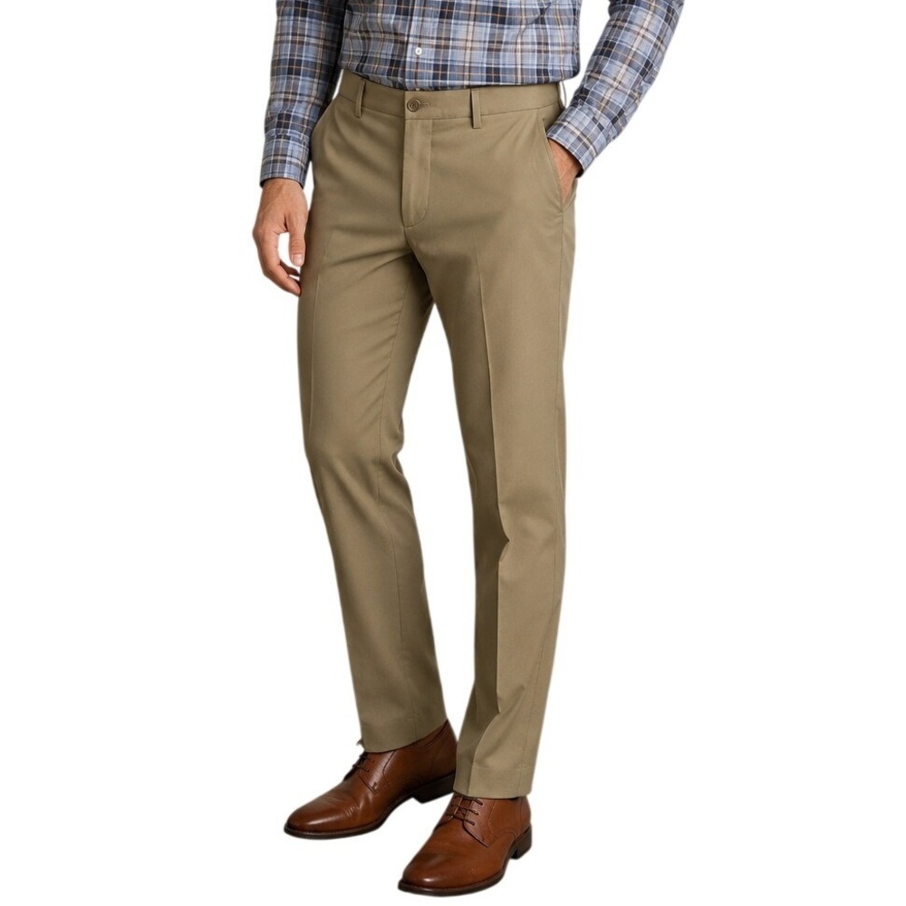 Haggar Dress Pants Mens 36x34 Tan Khaki Flat Front Straight Leg Repreve